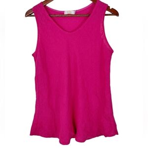 Me & Gee 100% Linen Sleeveless Top XL Fuchsia Made in Italy Beach Coastal
